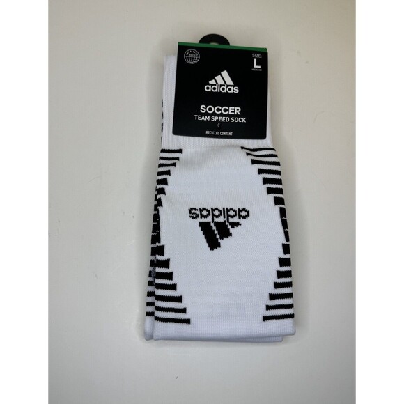 Adidas Team Speed Soccer Socks White SZ Large (Shoe Size M 9-13, W 10-12) - Picture 1 of 2